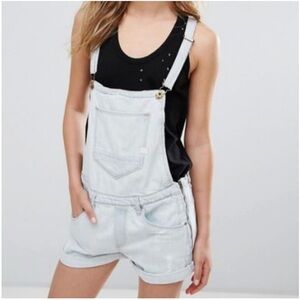 G-STAR RAW Arc Boyfriend Distressed Denim Overall Shorts Size M